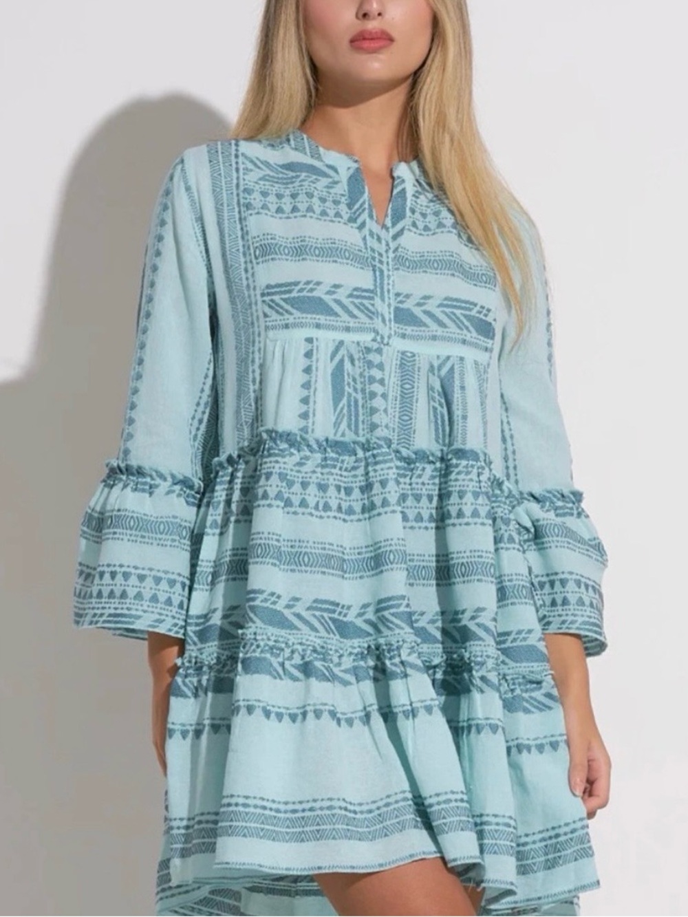 Nordstrom Elan Aztec Geo Print Swing Dress Bell Sleeves